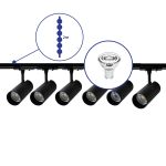 Complete Set 1-Phase Rail 2 Meter Black | incl. 6x Spot + GU10 2700K 3W Dimmable + End Cap, Power Connector and I-Connector