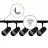Complete Set 1-Phase Rail L 1,5 x 1,5 Meter Black | incl. 5x Spot + GU10 2700K 3W Dimmable + End Cap, Power Connector and L -Connector