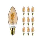 Multipack 10x Philips MASTER Value LED Candle E14 Vintage Filament Gold 2.5W 136lm - 927 Extra Warm White | Best Colour Rendering - Dimmable - Replaces 25W