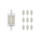 Multipack 10x Ledvance Performance LED R7s Double Ended 78mm Clear 9.5W 1055lm - 827 Extra Warm White | Dimmable - Replaces 75W