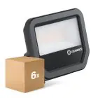 Multipack 6x Ledvance LED Floodlight Aluminium Black 17W 2200lm 100D - 830 Warm White | IP66 - Symmetrical