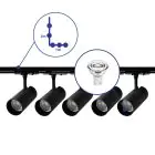 Complete Set 1-Phase Rail L 1 x 2 Meter Black | incl. 5x Spot + GU10 2700K 3W Dimmable + End Cap, Power Connector and L -Connector